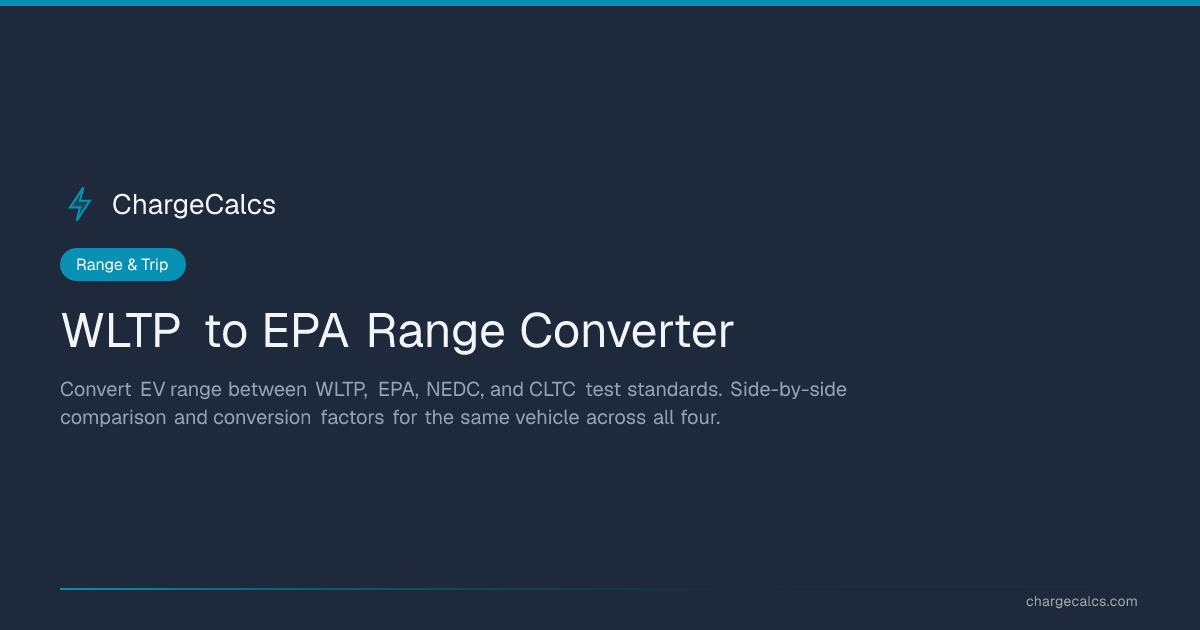 WLTP to EPA Range Converter — All Standards | ChargeCalcs